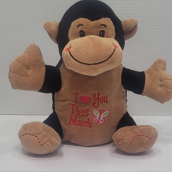 🥰🤗 DAN DEE COCLLETOR'S CHOICE 10" MONKEY PLUSH I ❤️ YOU THIS MUCH 🦋 - Picture 1 of 8